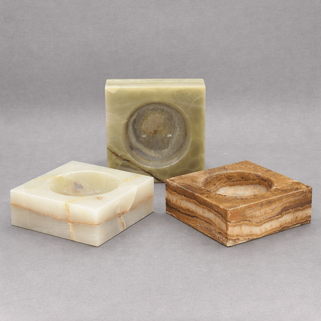 Bol carré en onyx (15 cm) Décoration intérieure en pierre précieuse