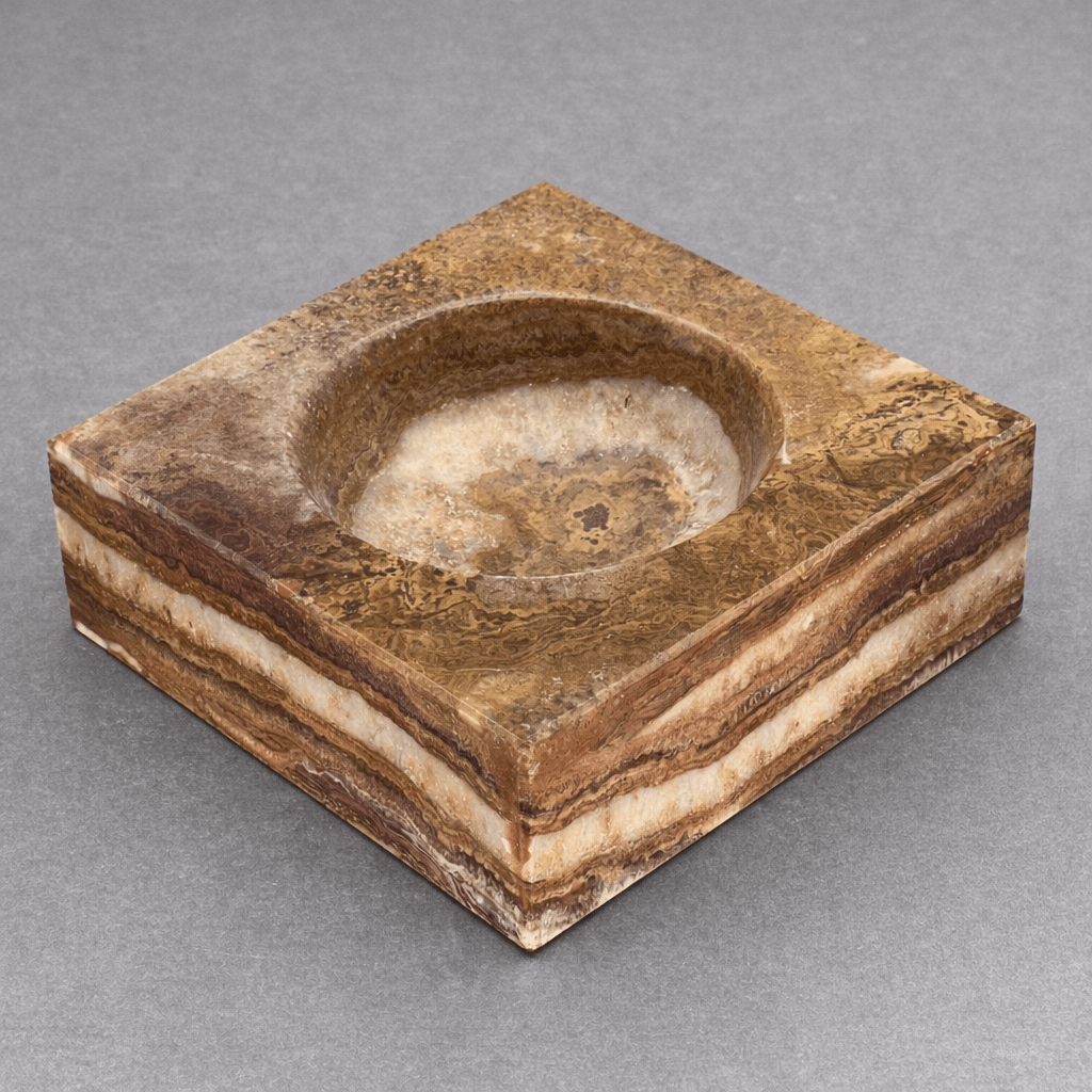 Bol carré en onyx (15 cm) Décoration intérieure en pierre précieuse