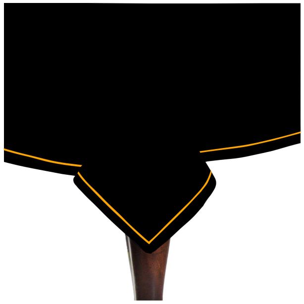 Nappe unie en satin de coton avec bordure brodée simple - Noir
