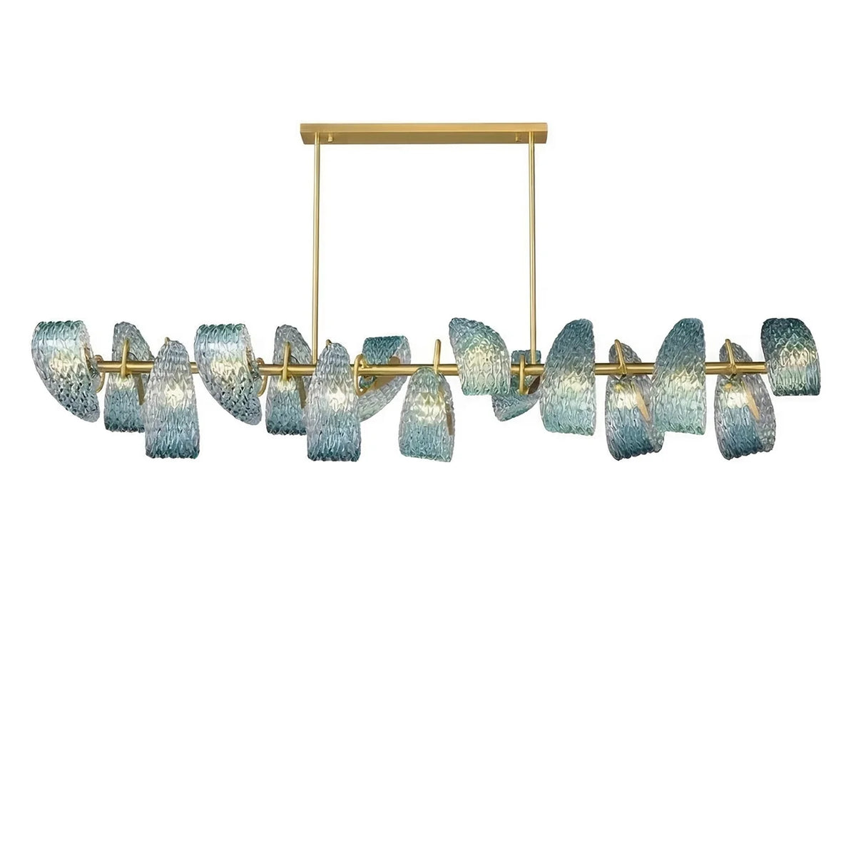 Peacock Blue Petal Art Glass Chandelier