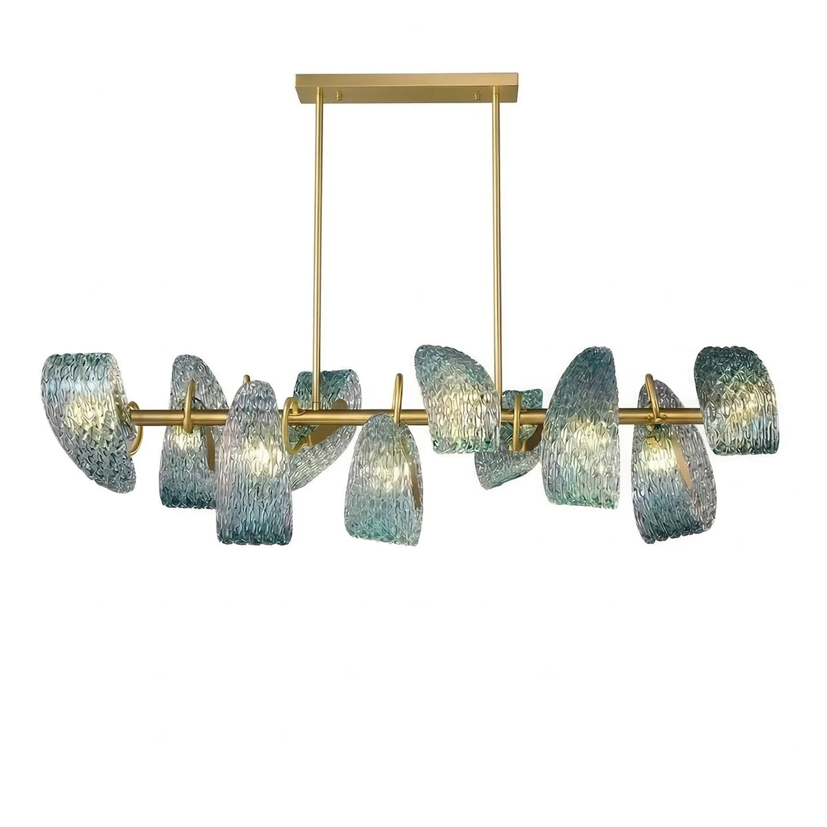 Peacock Blue Petal Art Glass Chandelier