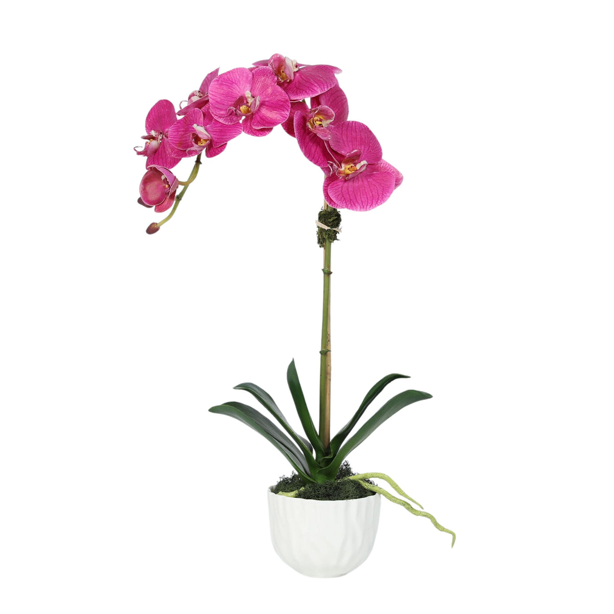 Orchidée artificielle dans vase blanc - 46 cm