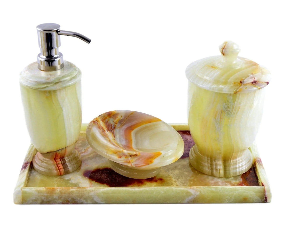 Ensemble d'accessoires de salle de bain en onyx vert pistache, collection Atlantic