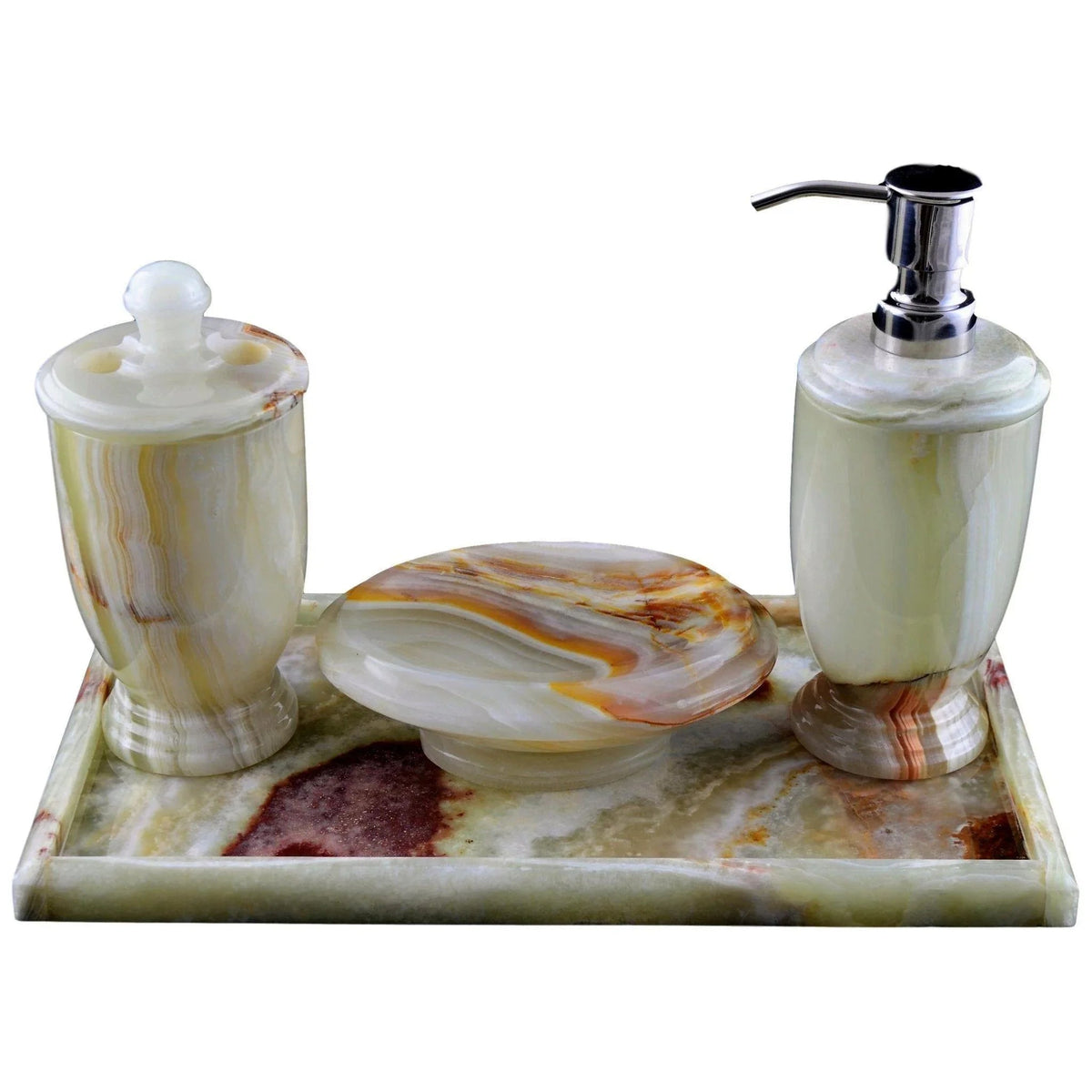 Ensemble de salle de bain en onyx vert pistache de la collection Atlantic