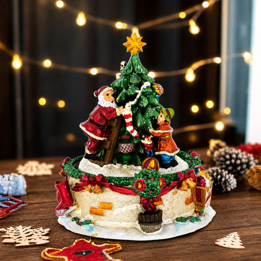 Figurine musicale tournante de Noël Duo décorant le sapin