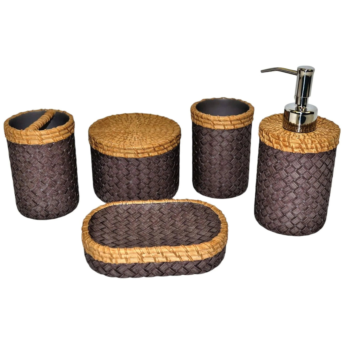 Set da bagno viola con elegante design a trama