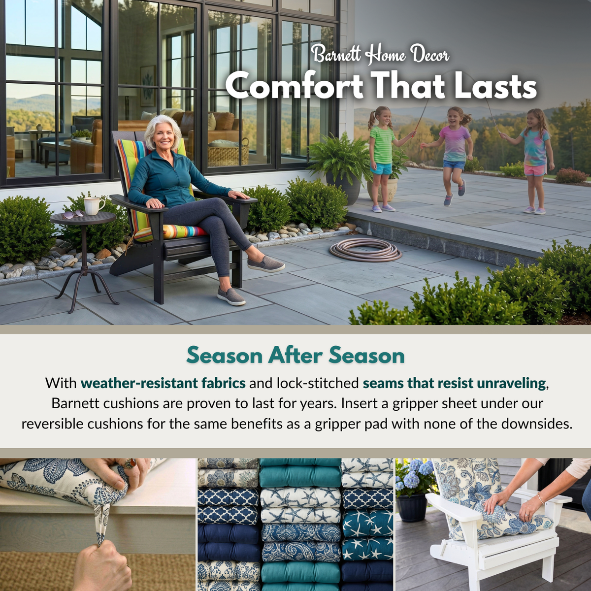Shoreline Indoor / Outdoor Navy Blue Patio Cushions & Dining Chair Pads