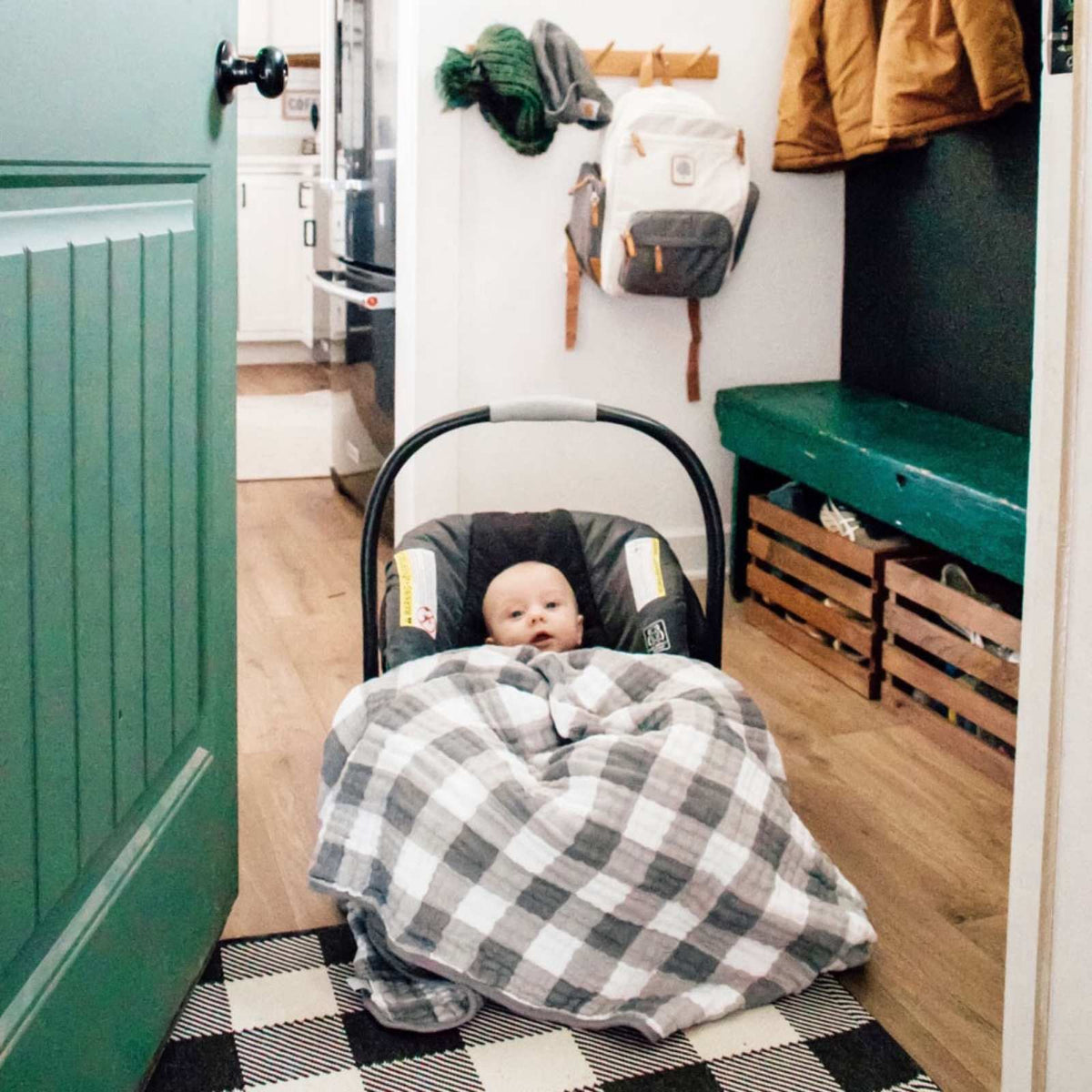 Couette à carreaux vert sauge