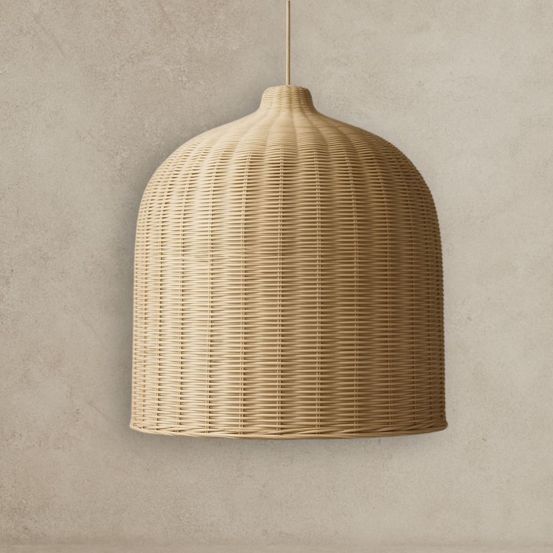 Elsyan Rattan Dome Pendant | Handwoven Scandinavian Style Lampshade