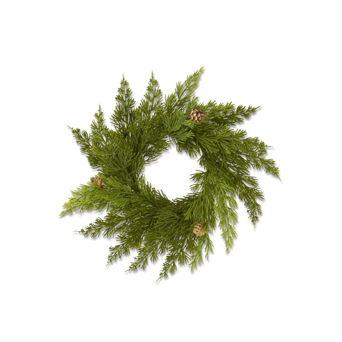 13 Inch Real Touch Cedar Pine Candle Ring with Twigs & Pinecones – 4.5" Inner Diameter
