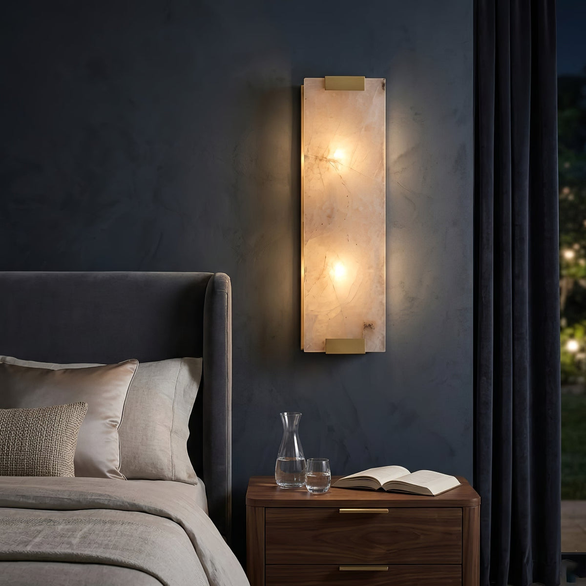 Rectangular Natural Alabaster Wall Sconce