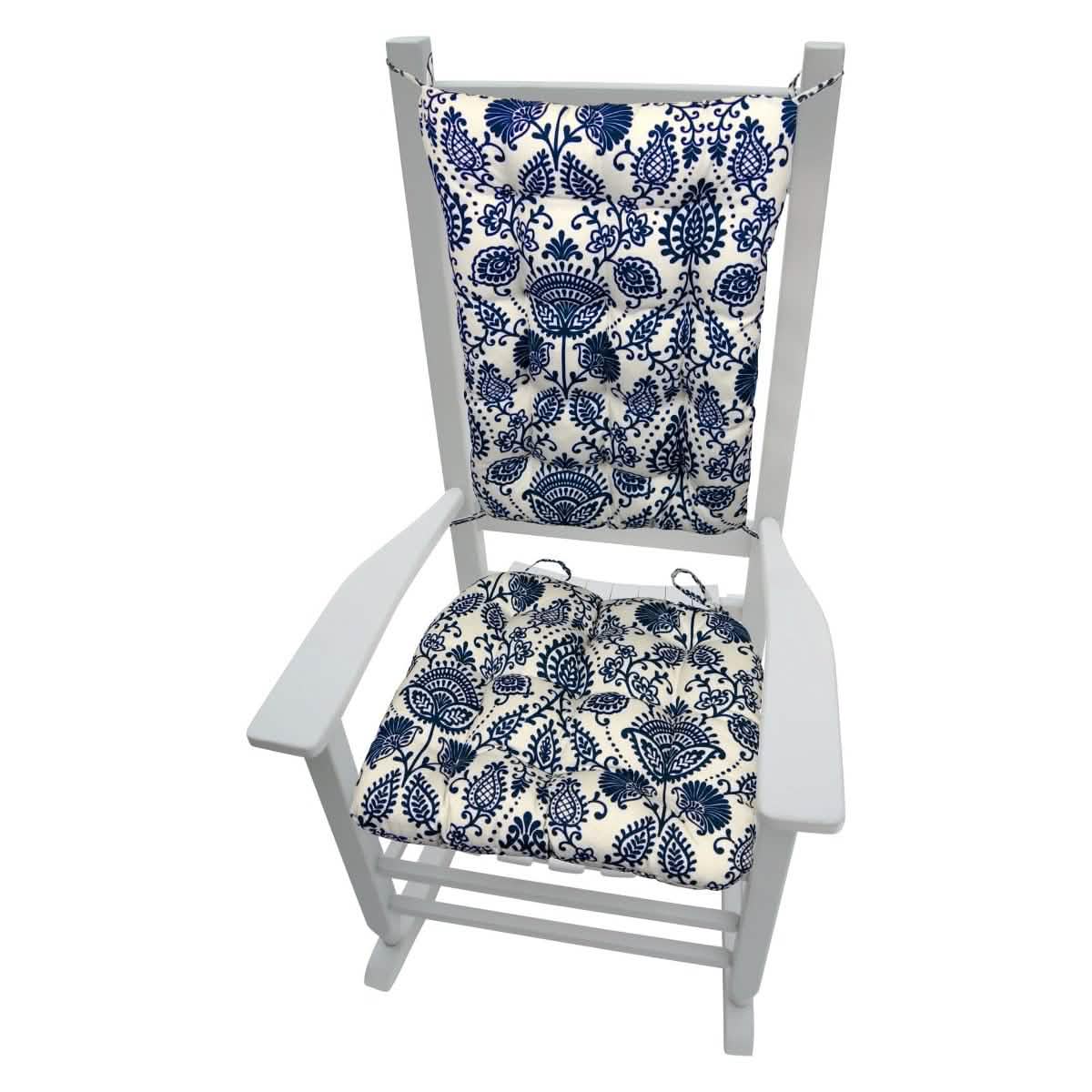 Sylvan Navy Blue Arts & Crafts Porch Rocker Cushions - Fade Resistant