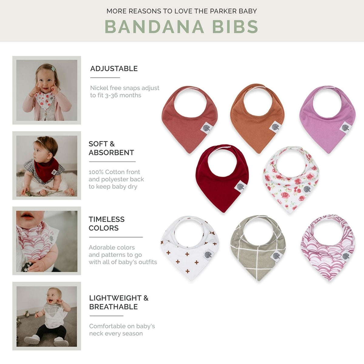 Ensemble de 8 bavoirs bandana rose