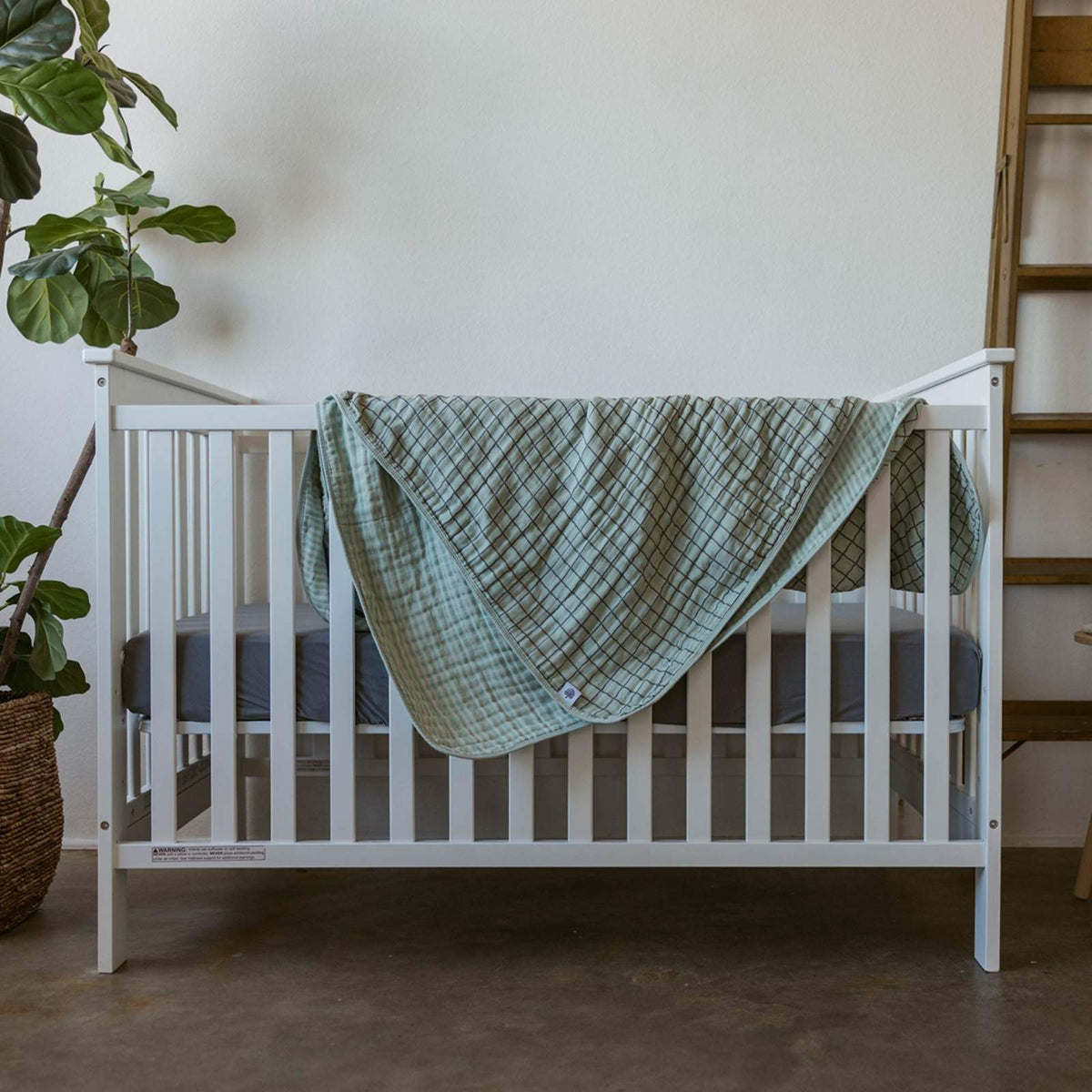 Couette à carreaux vert sauge