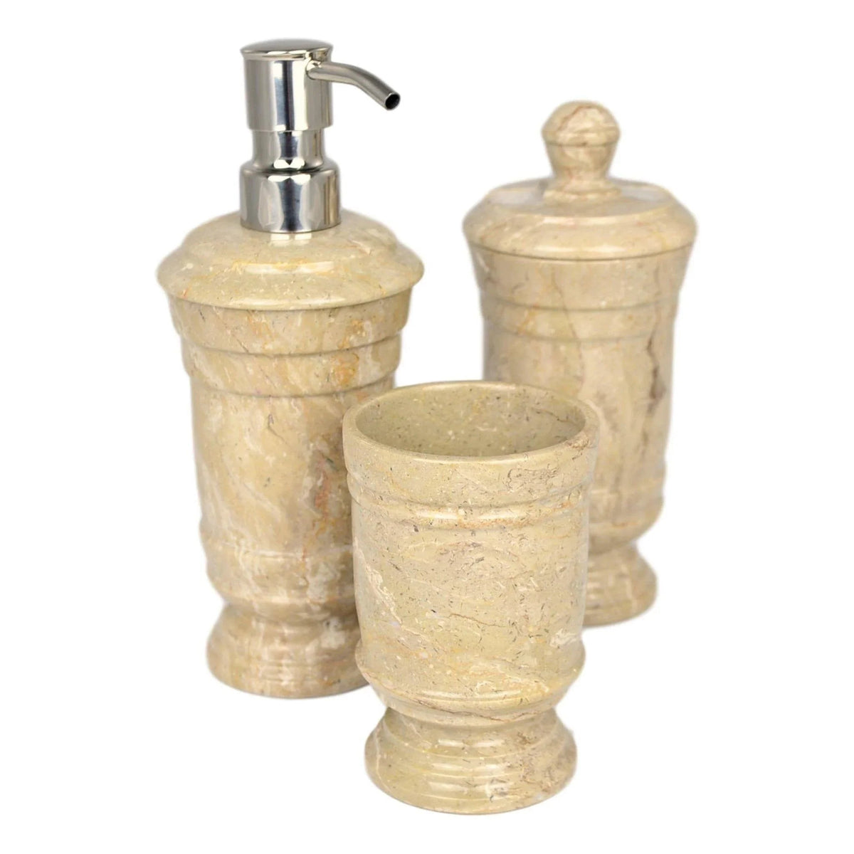 Ensemble d'accessoires de salle de bain 3 pièces en marbre beige Sahara