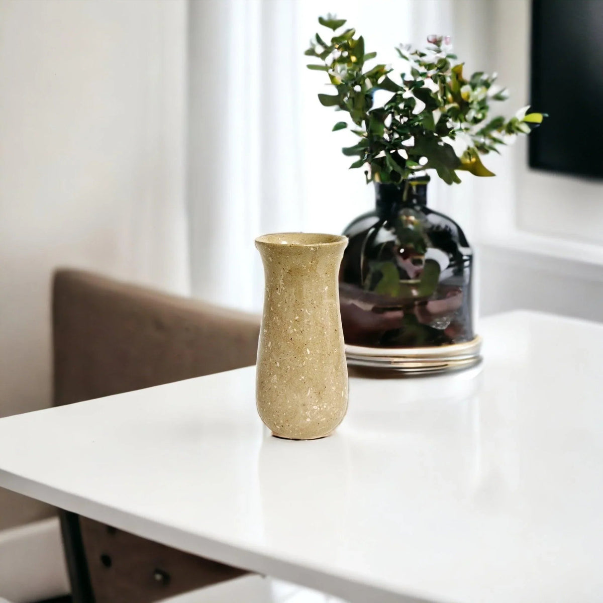 Vase de cuisine de 9 pouces en marbre beige Sahara