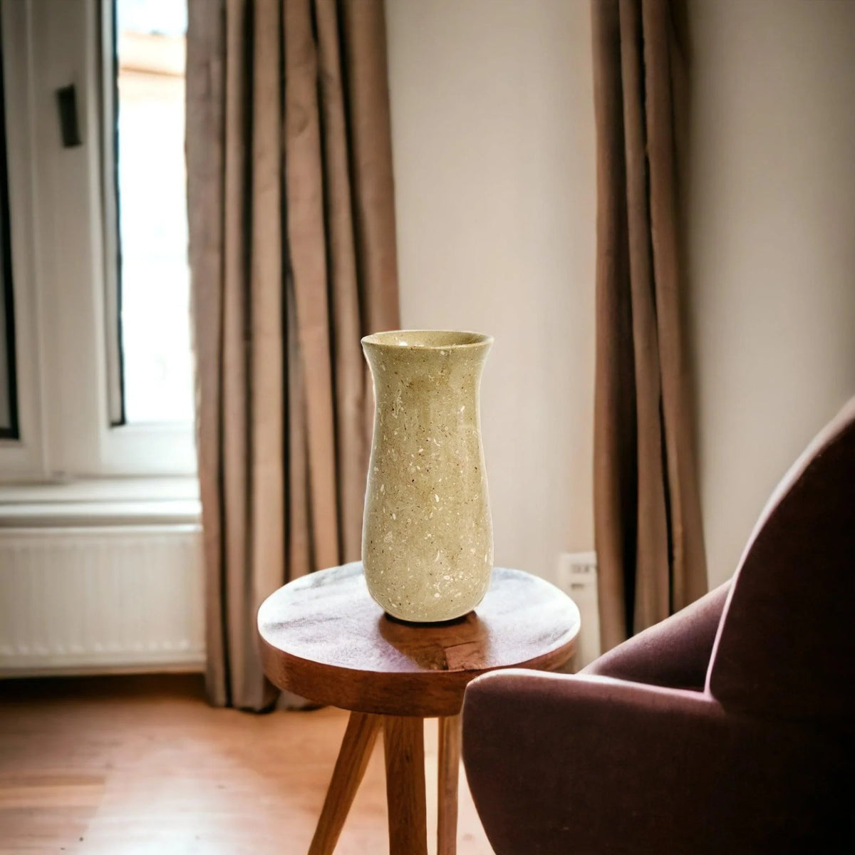 Vase de cuisine de 9 pouces en marbre beige Sahara