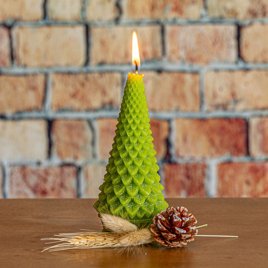 Bougie décorative Arbre Sculpté – Givré aux Baies d'Hiver