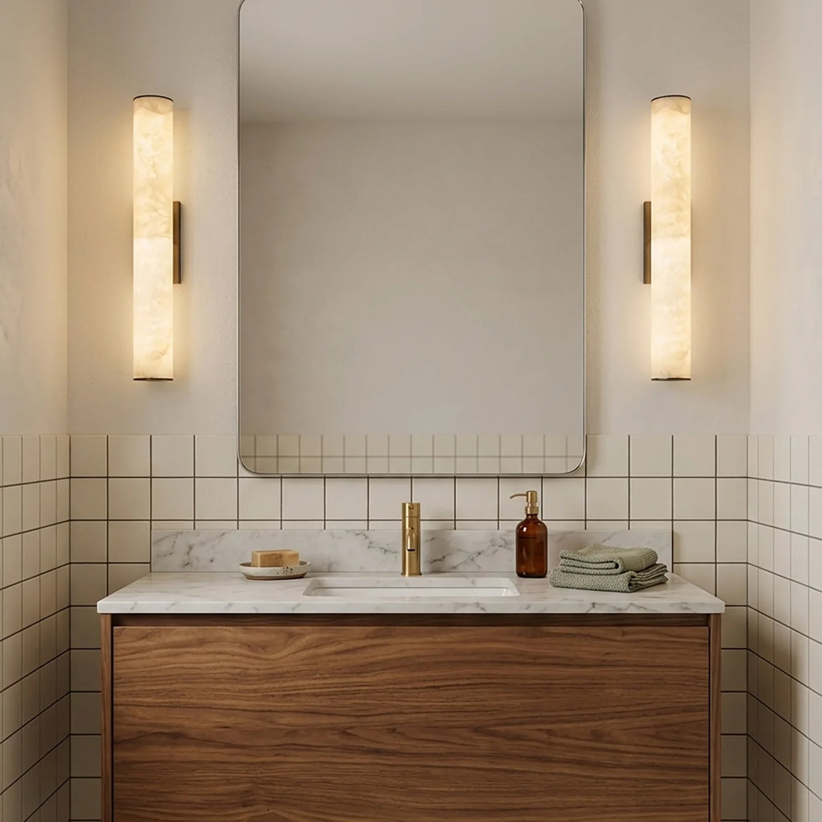 Selene Alabaster Column Sconce