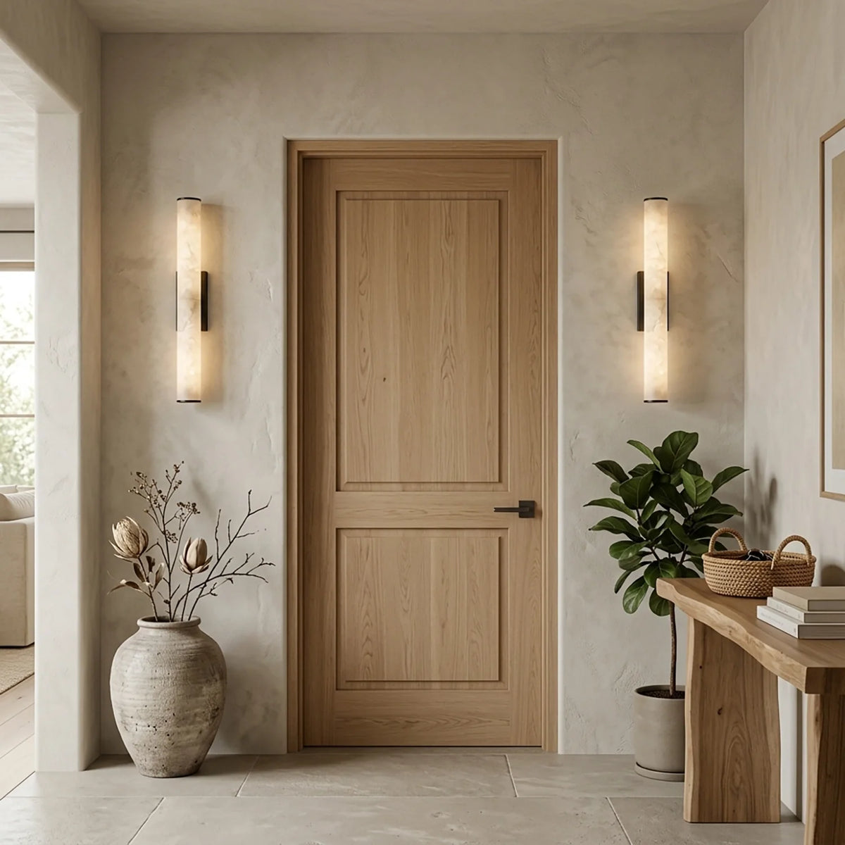 Selene Alabaster Column Sconce