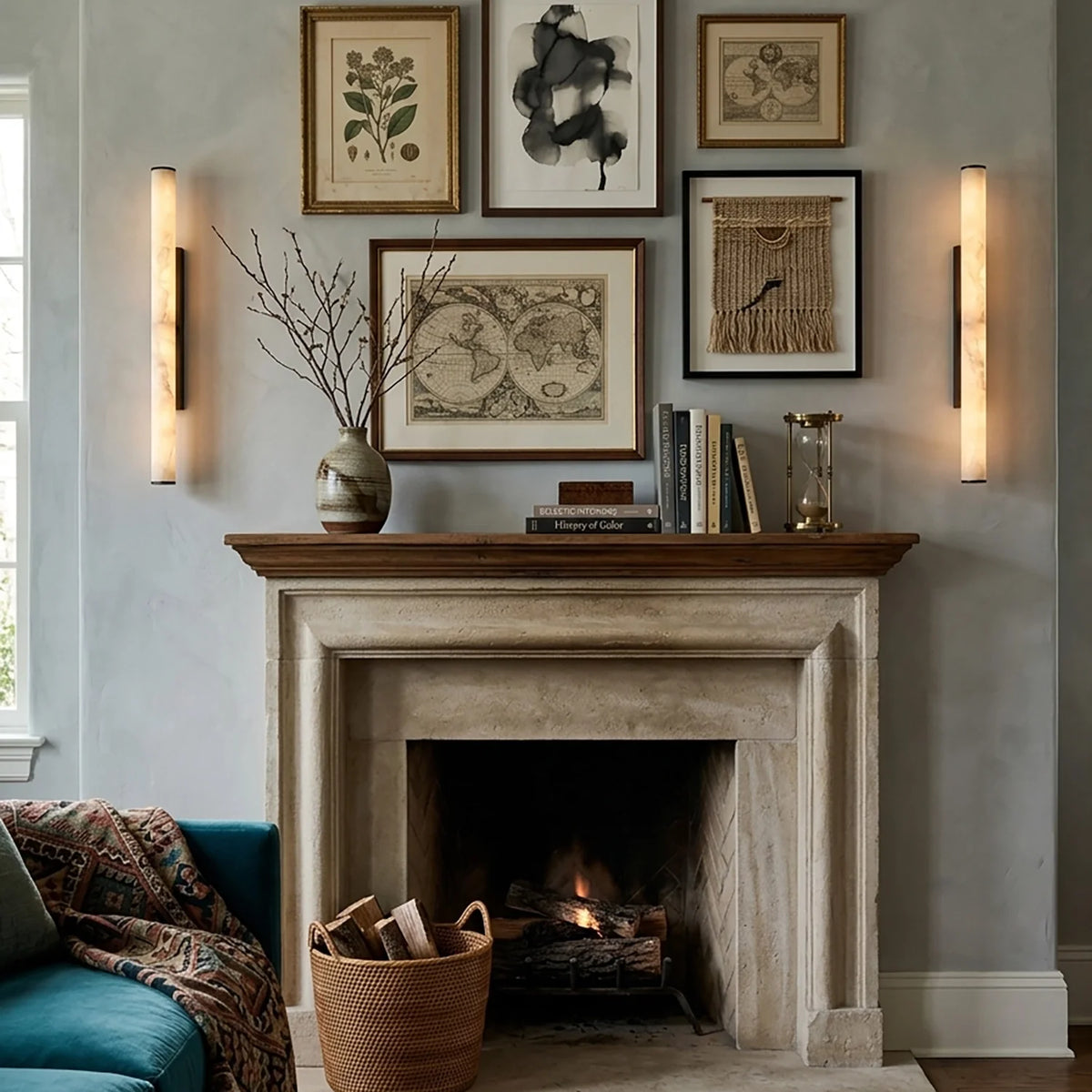 Selene Alabaster Column Sconce