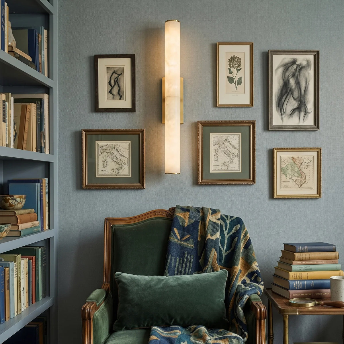 Selene Alabaster Column Sconce