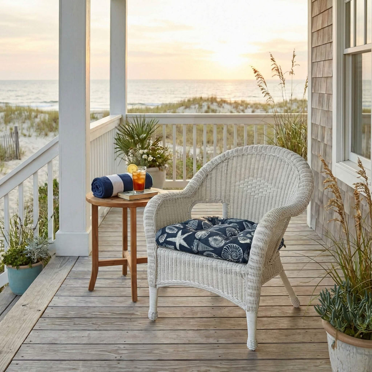 Shoreline Indoor / Outdoor Navy Blue Patio Cushions & Dining Chair Pads