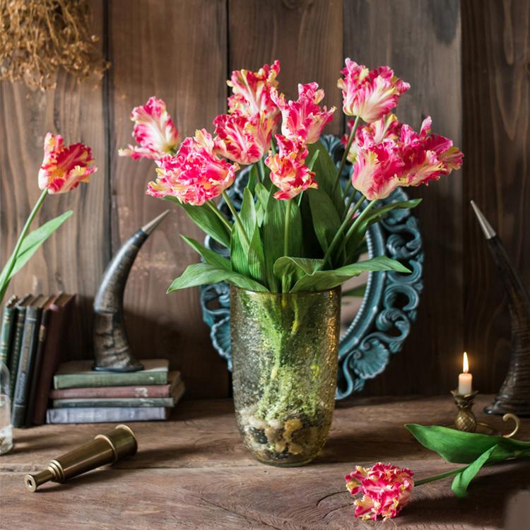 Stelo di tulipano fiamma in seta sintetica, altezza 61 cm