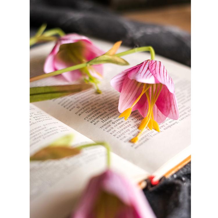 Gambo di fiore di giglio fritillaria in finta seta, rosa o viola, alto 66 cm