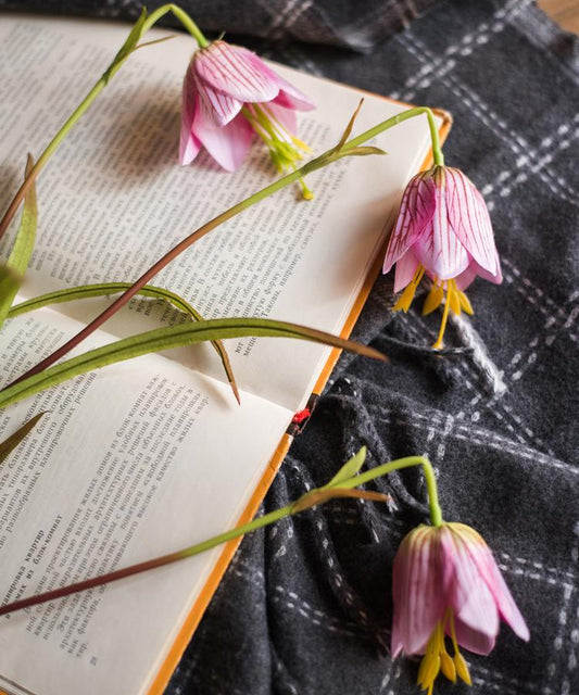 Faux Silk Fritillaries Lily Flower Stem in Pink or Purple 26" Tall