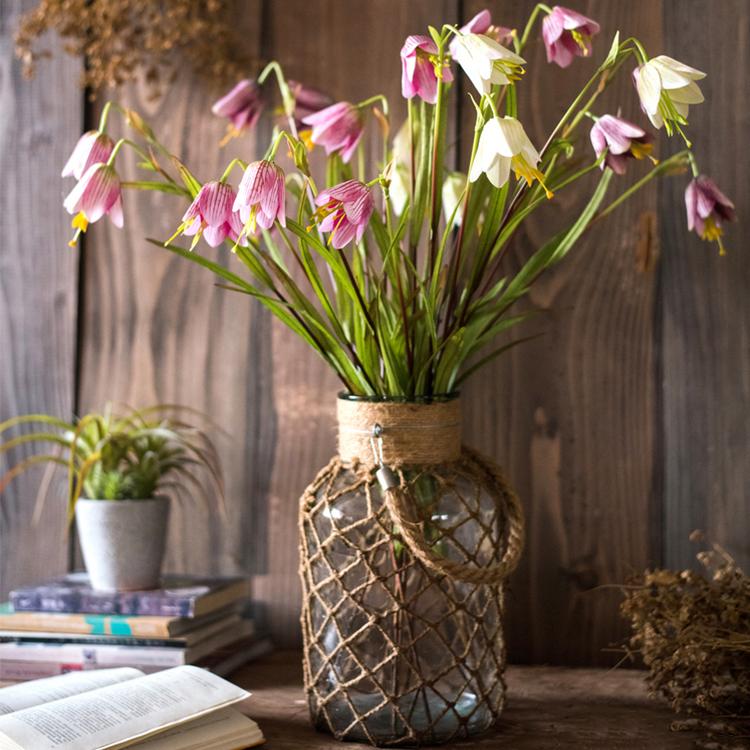 Gambo di fiore di giglio fritillaria in finta seta, rosa o viola, alto 66 cm