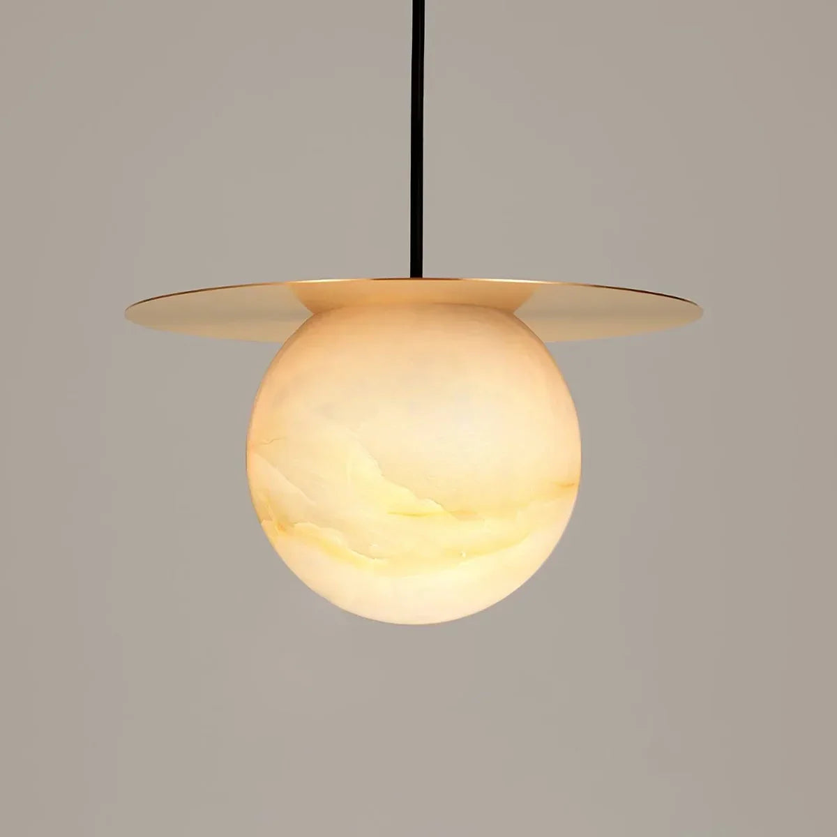 Spherical Alabaster Saturn Disc Pendant Light