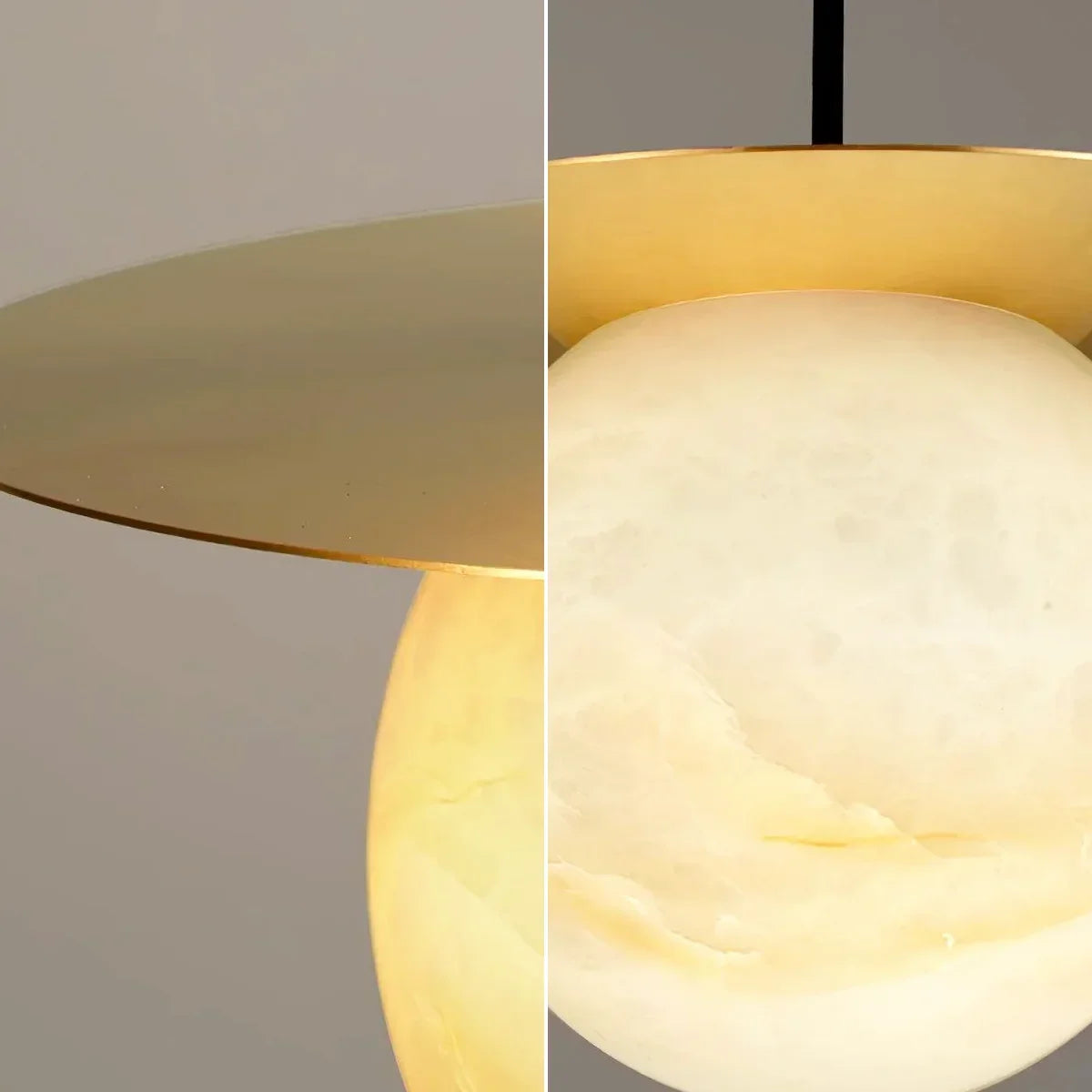 Spherical Alabaster Saturn Disc Pendant Light