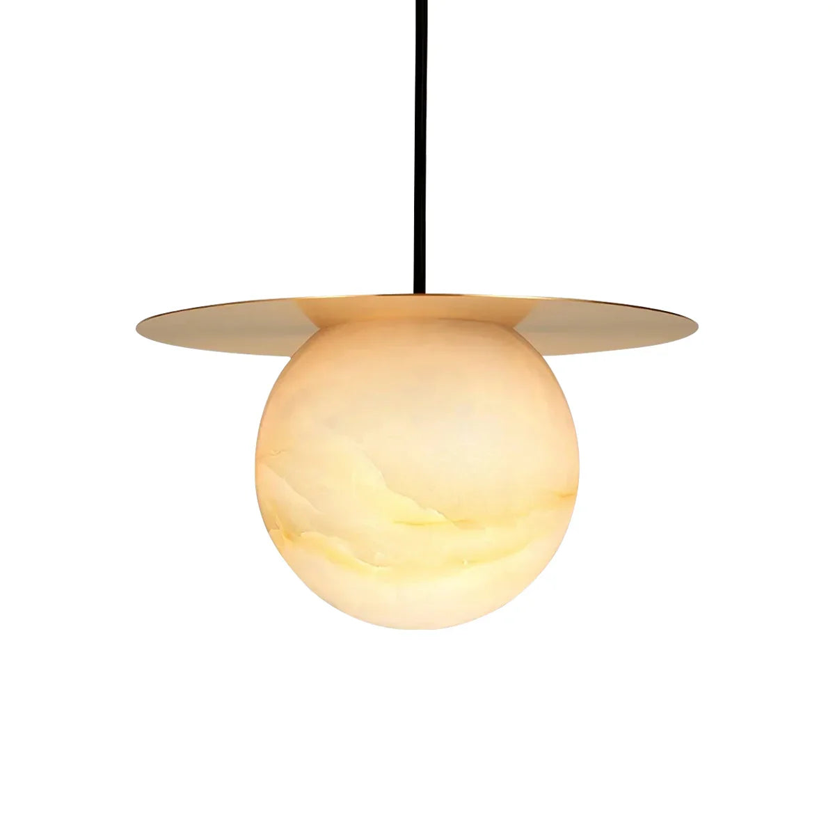 Spherical Alabaster Saturn Disc Pendant Light