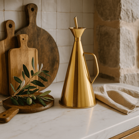 Stainless Steel Oil Cruet with Gold Finish