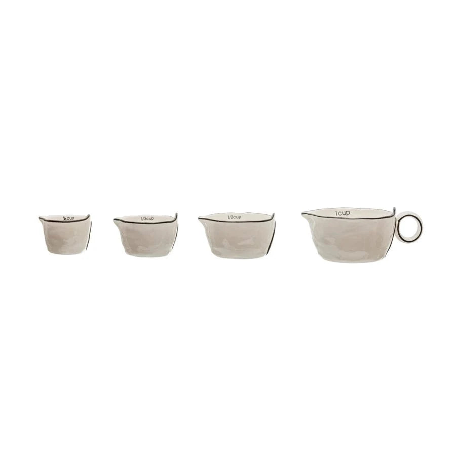 Tasses à mesurer en grès – Ensemble de 4, émail neutre