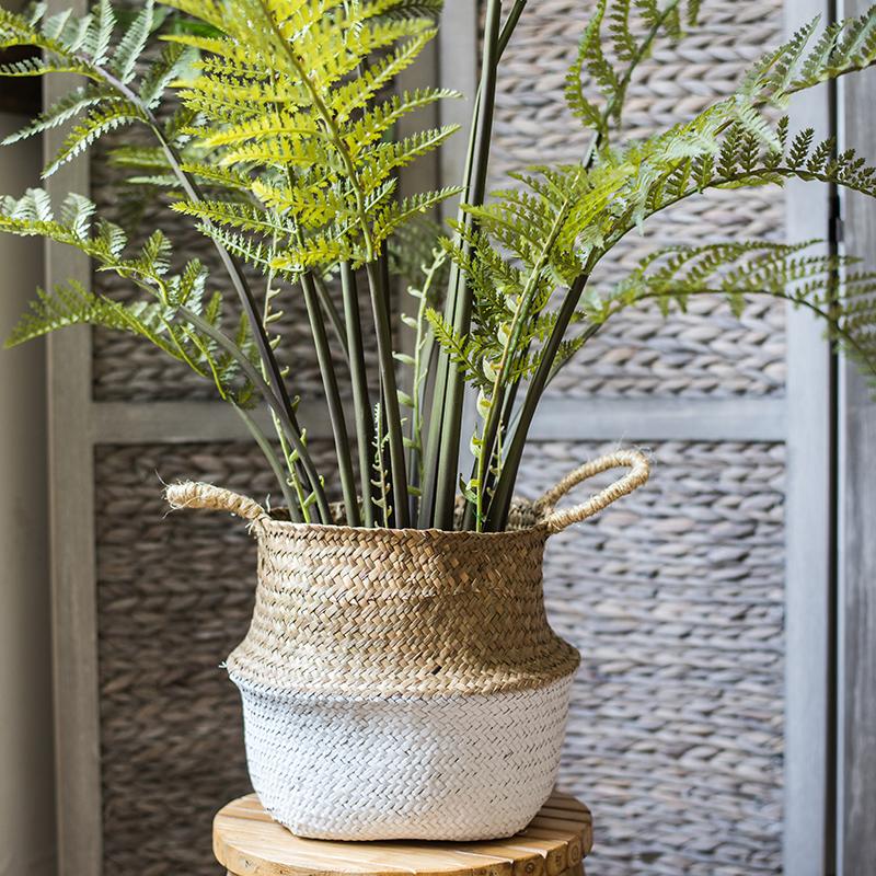 Panier ventru pliable en paille