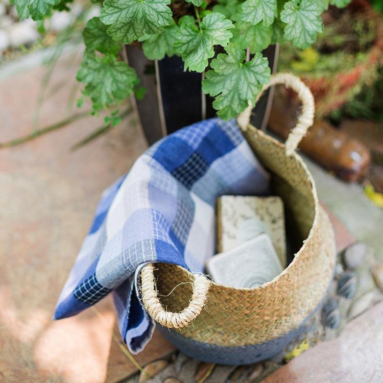 Panier ventru pliable en paille