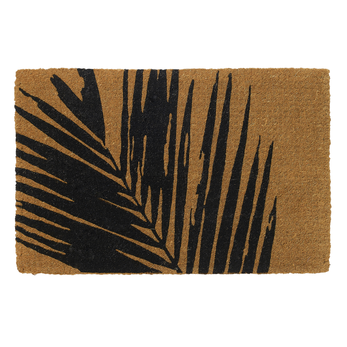 Paillasson en fibre de coco motif feuilles de palmier estival