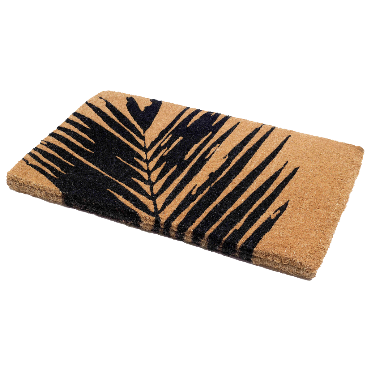 Paillasson en fibre de coco motif feuilles de palmier estival