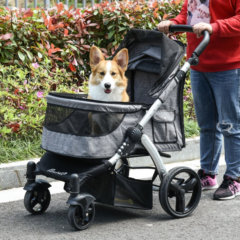 Passeggino da viaggio per animali domestici con maniglione regolabile