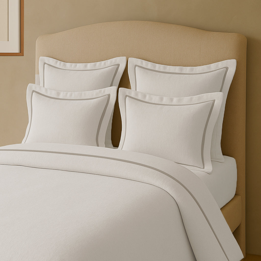 Set copripiumino in lino con bordo a cornice