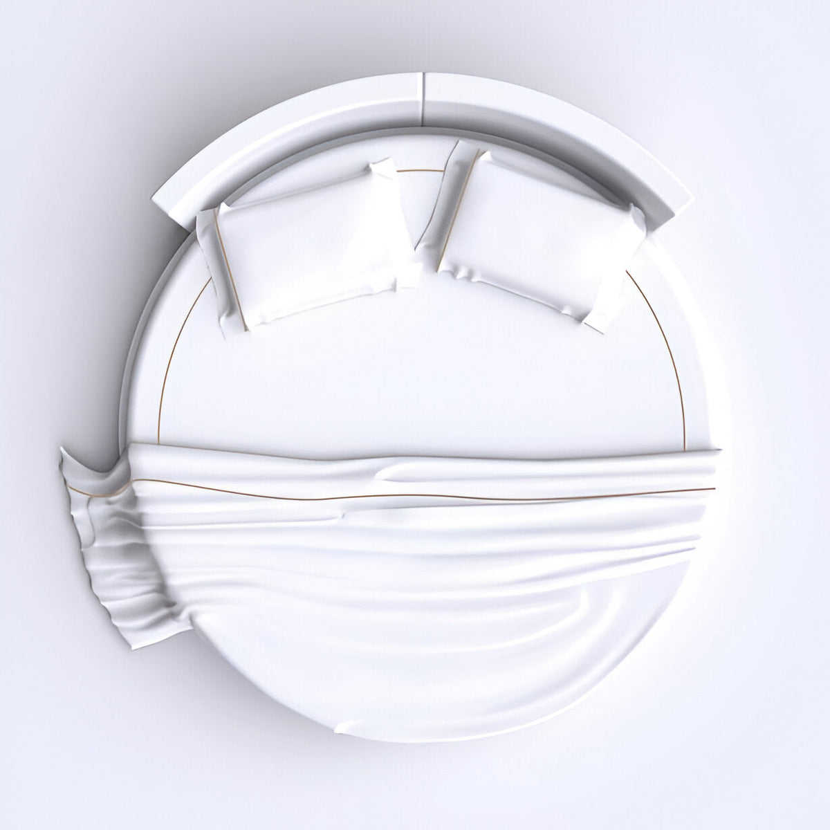 Parure de lit ronde en satin de coton uni, 400 fils, broderie simple