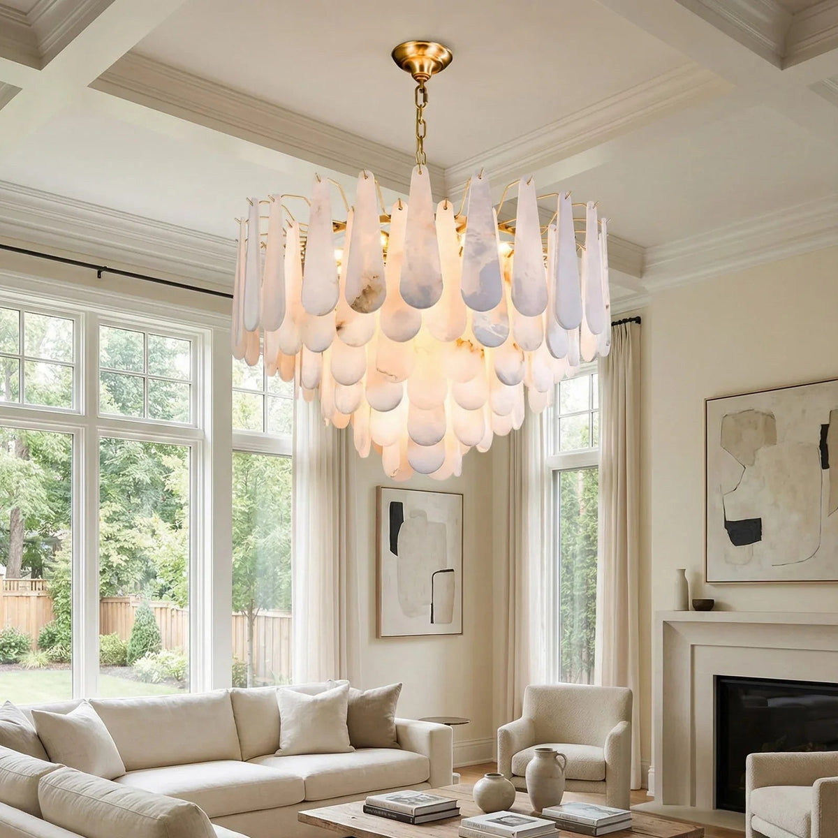 Teardrop Shaped Alabaster Chandelier