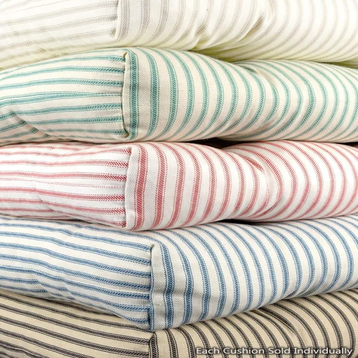 Ticking Stripe Aqua Chair Pad - Made in USA - 100% Cotton - Machine Washable