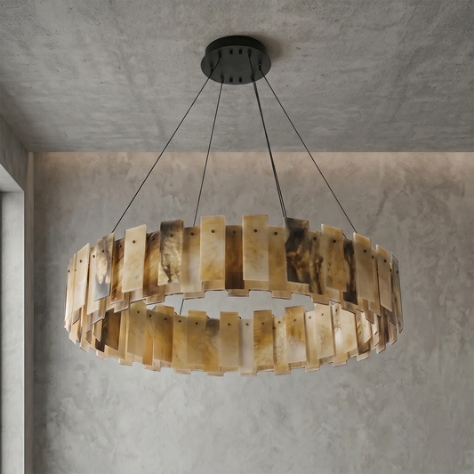 Lustre en albâtre couleur tabac