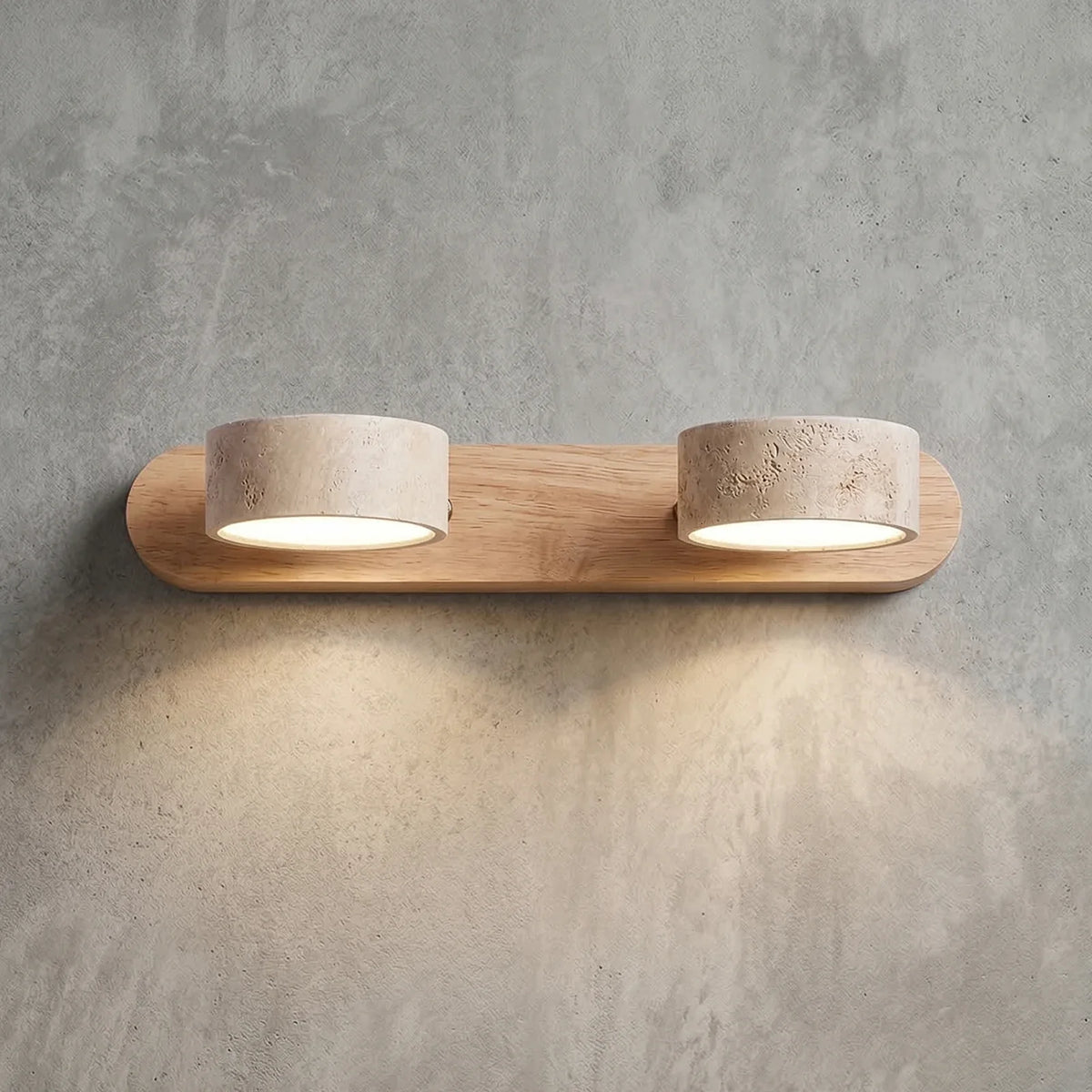 Travertine Duo Wood Wall Light