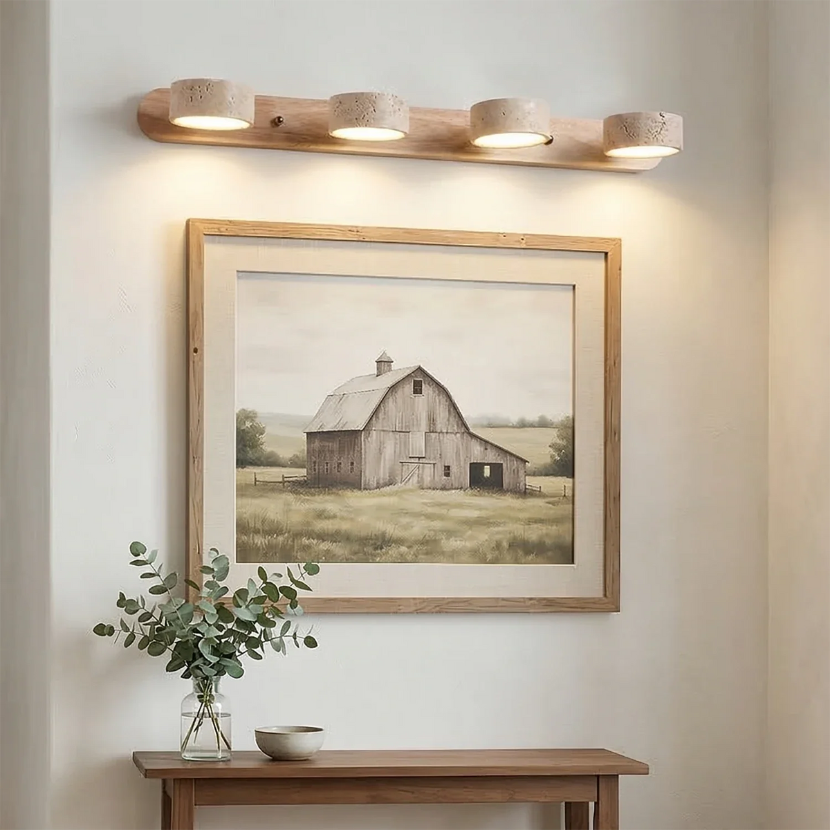 Travertine Duo Wood Wall Light