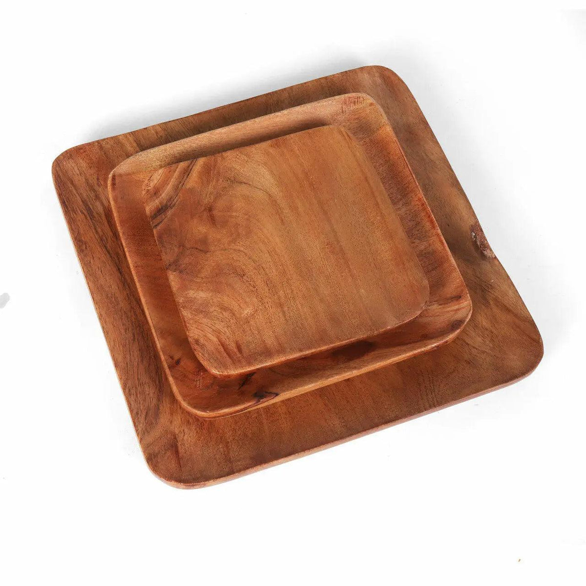 Assiettes carrées en bois d'acacia Tressa (lot de 3)