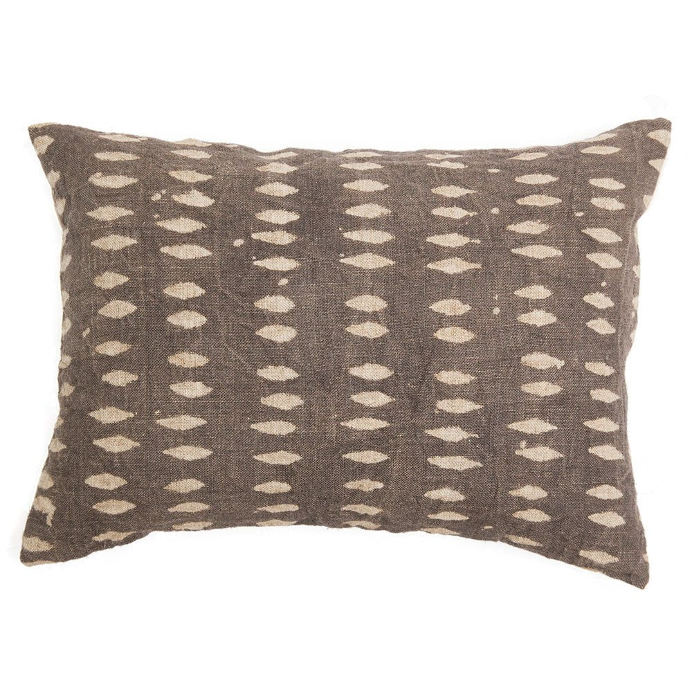 Housse de coussin Vina en lin imprimé au bloc, sable